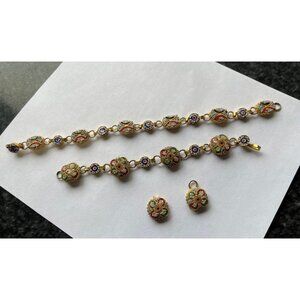 Vtg 1966 Italian Gold Toned Multi Colored Millefiori Micro Mosaic Bracelet